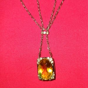 Solid 925 stamped with citrine and diamond pendant